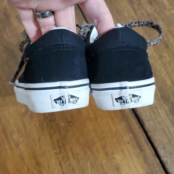 Vans Child Old Skool Black Leopard Fur Skate Shoe - Picture 5 of 13